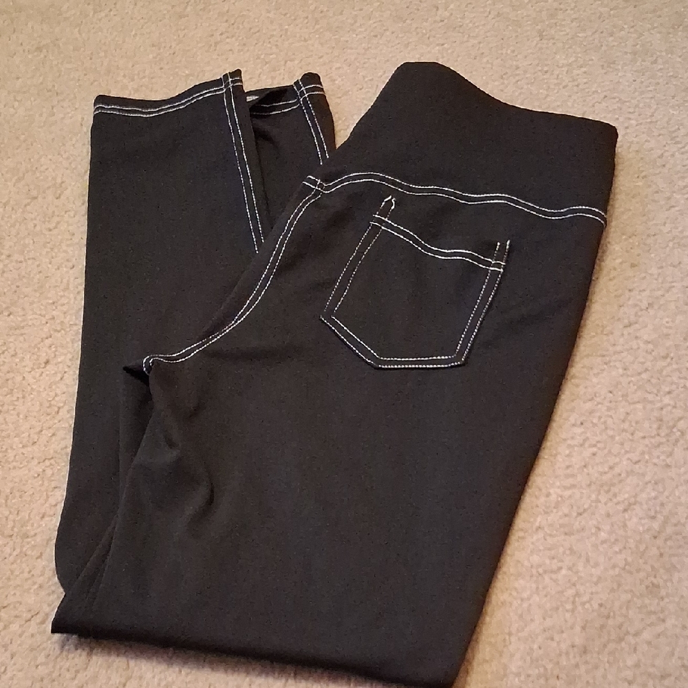SHEIN Black Leggings with White Accents